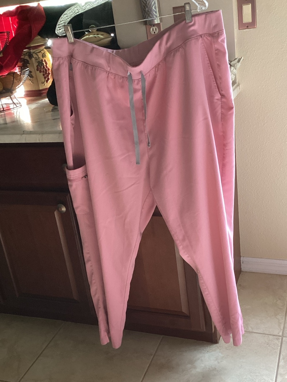 Lot of 2 Hanes 1 Pink 1 Blue Drawstring Scrub Pants